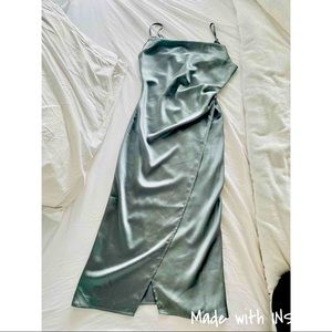 Sage cowl neck slip dress